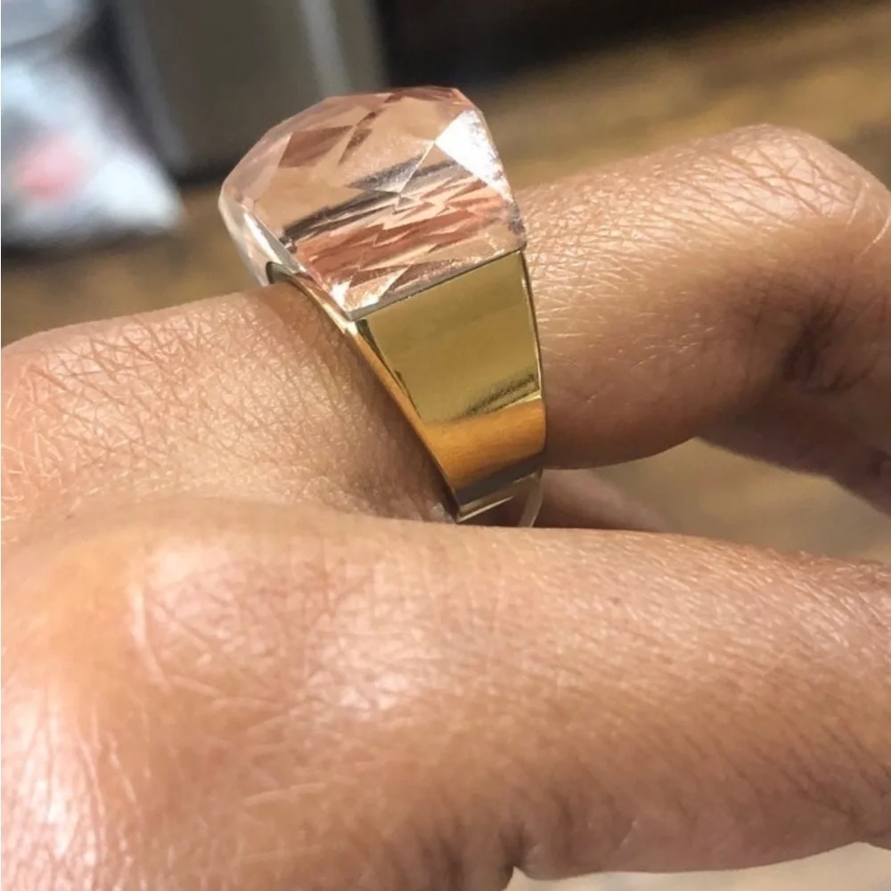 Swarovski elements ring size 8 amber shade gold plated nirvana SSBG8